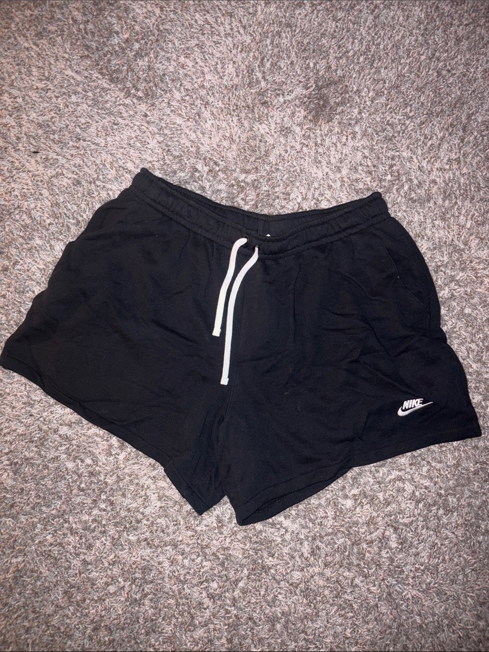 Nike Black Athletic Shorts with White Drawstring